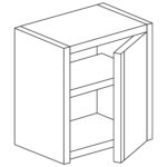 Wall cupboard with hinged door and middle shelf, 500x400 mm