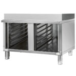 Support with guides for 6x and 10x GN 1/1 electric and gas convection ovens, closed on three sides