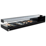 Sushi cooler display with straight glass front, 4x GN 1/3 h=40 mm