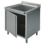 sink unit on cupboard, 1 sink, with hinged door, 700x700 mm
