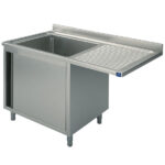sink unit on cupboard with hinged door, for built-in dishwasher, 1 left sink, 1200x700 mm