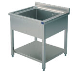 Sink unit, 1 sink, on legs, with lower shelf, 800x600 mm
