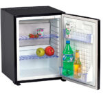 Minibar with 2 shelves, black coloured, 38 liters