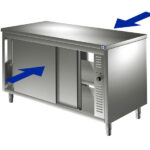 Hot pass-through work cupboard with sliding doors, 1800x600 mm
