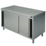 Neutral work cupboard with sliding doors, without upstand, 1800x600 mm
