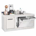 Coffee machine counter 1480x600 mm with coffee ground drawer, waste bin, 1 door