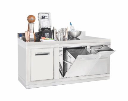 Coffee machine counter 1480x600 mm with coffee ground drawer, waste bin, 1 door