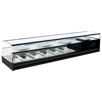 Tapas cooler display with straight glass front and 1 glass shelf, 8x GN 1/3 h=40 mm