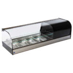 Tapas cooler display with curved glass front and 1 glass shelf, 4x GN 1/3 h=40 mm