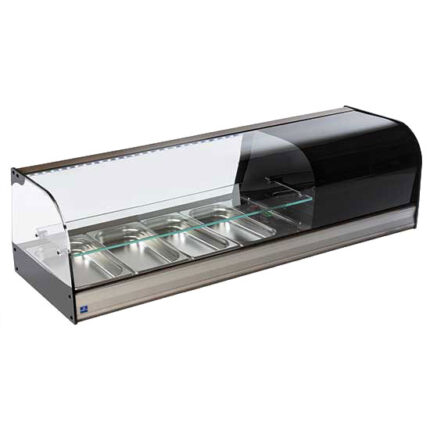 Tapas cooler display with curved glass front and 1 glass shelf, 4x GN 1/3 h=40 mm