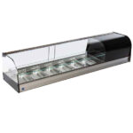 Tapas cooler display with curved glass front and 1 glass shelf, 6x GN 1/3 h=40 mm