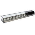 Tapas cooler display with curved glass front, 8x GN 1/3 h=40 mm