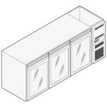 Refrigerated beverage counter with 3 glass doors, 2090x690 mm, +2°/+10°C