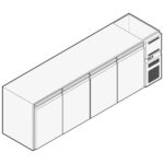 Refrigerated beverage counter with 4 doors, 2670x690 mm, +2°/+10°C