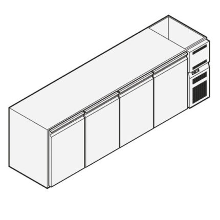 Refrigerated beverage counter with 4 doors with refrigerated sink, 2670x690 mm, +2°/+10°C