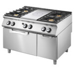 Gas solid top range on static gas oven GN 2/1 and closed cabinet+ 4 burners
