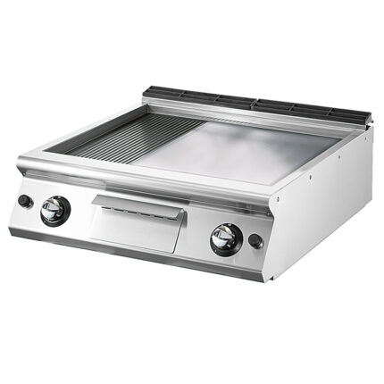 Gas griddle, top version, 1/3 grooved plate and 2/3 smooth chromed plate