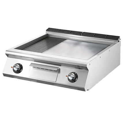 Electric griddle, top version, 1/3 grooved and 2/3 smooth chromed plate