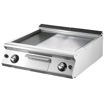 Gas griddle, top version, 1/3 grooved plate and 2/3 smooth chromed plate