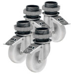 Set of 2+2 wheels with brake (special assembly required)