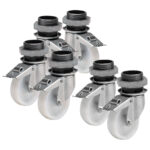 Set of 3+3 wheels with brake (special assembly required)