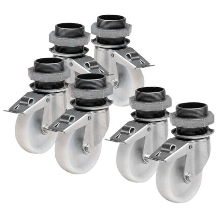Set of 3+3 wheels with brake (special assembly required)