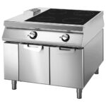 Induction plate with 4 plates on cabinet with doors,  two-sided panel control