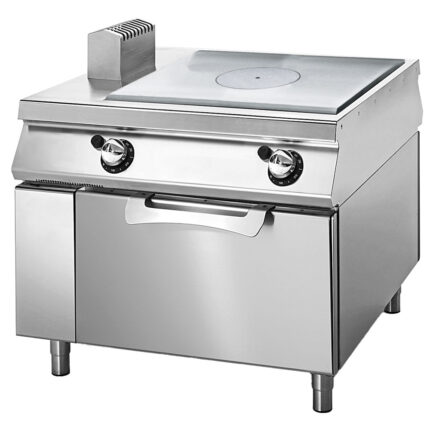 Gas solid top range on static gas oven, two-sided panel control