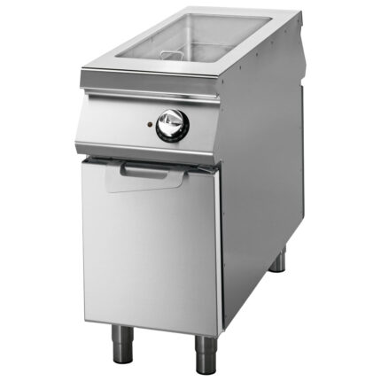 Electric multi-function bratt pan on cabinet with doors, capacity 13 litres