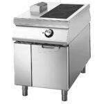 Induction plate with 2 plates on cabinet with doors,  two-sided panel control