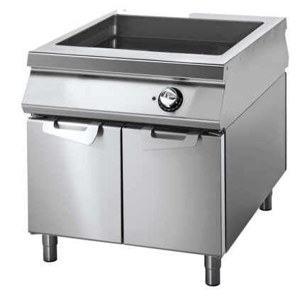 Electric bain marie on cabinet with door, 1 well GN 2/1