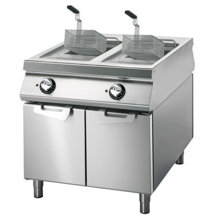 Electric fryer 13+13 liters on cabinet with door