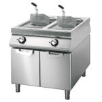 Electric fryer 21+21 liters on cabinet with door