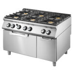 Gas range on static gas oven GN 2/1 and closed cabinet, 6 burners