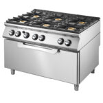 Gas range on static maxi gas oven, 6 burners