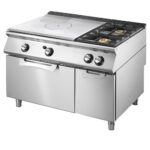 Gas solid top range on static gas oven GN 2/1 and closed cabinet + 2 burners