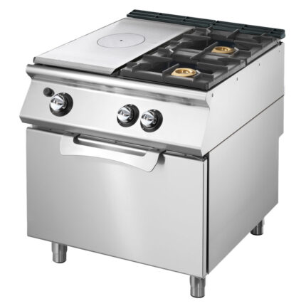 Gas solid top range on static gas oven GN 2/1 + 2 burners