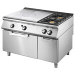 Gas solid top range on static gas oven GN 2/1 and closed cabinet + 2 burners