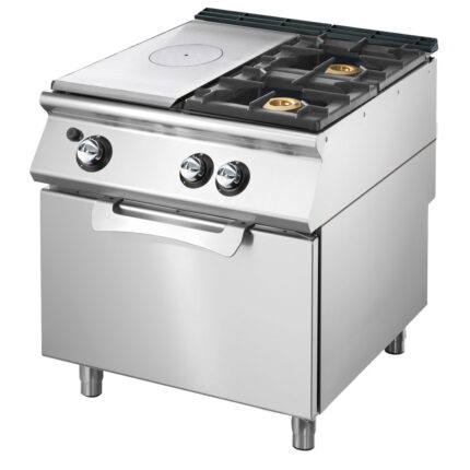Gas solid top range on static gas oven GN 2/1 + 2 burners
