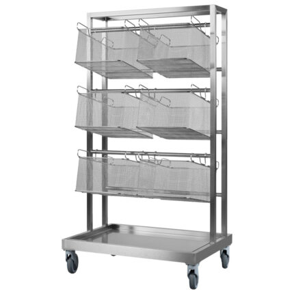 Transport trolley for cooking and frying baskets