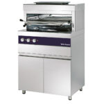 Electric grill 800°C with grid of 770x470 mm on cabinet with doors
