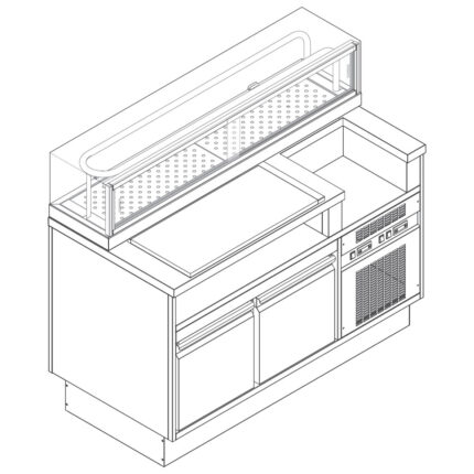 Sushi Station 1400 mm with refrigerated undercounter and sushi display