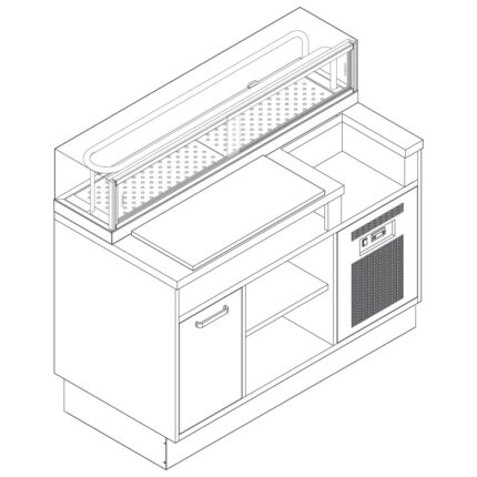 Sushi Station 1600 mm with ambient base and waste bin