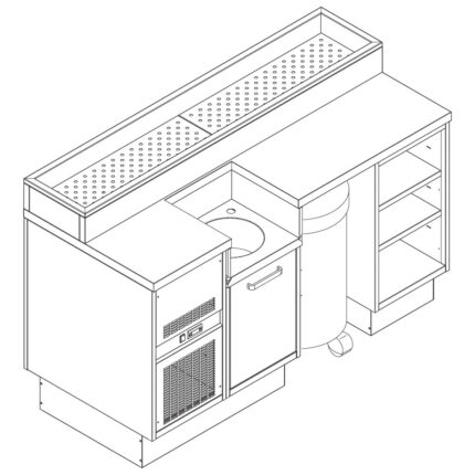 Sashimi station 1200 mm with refrigerated ice well and wash basin