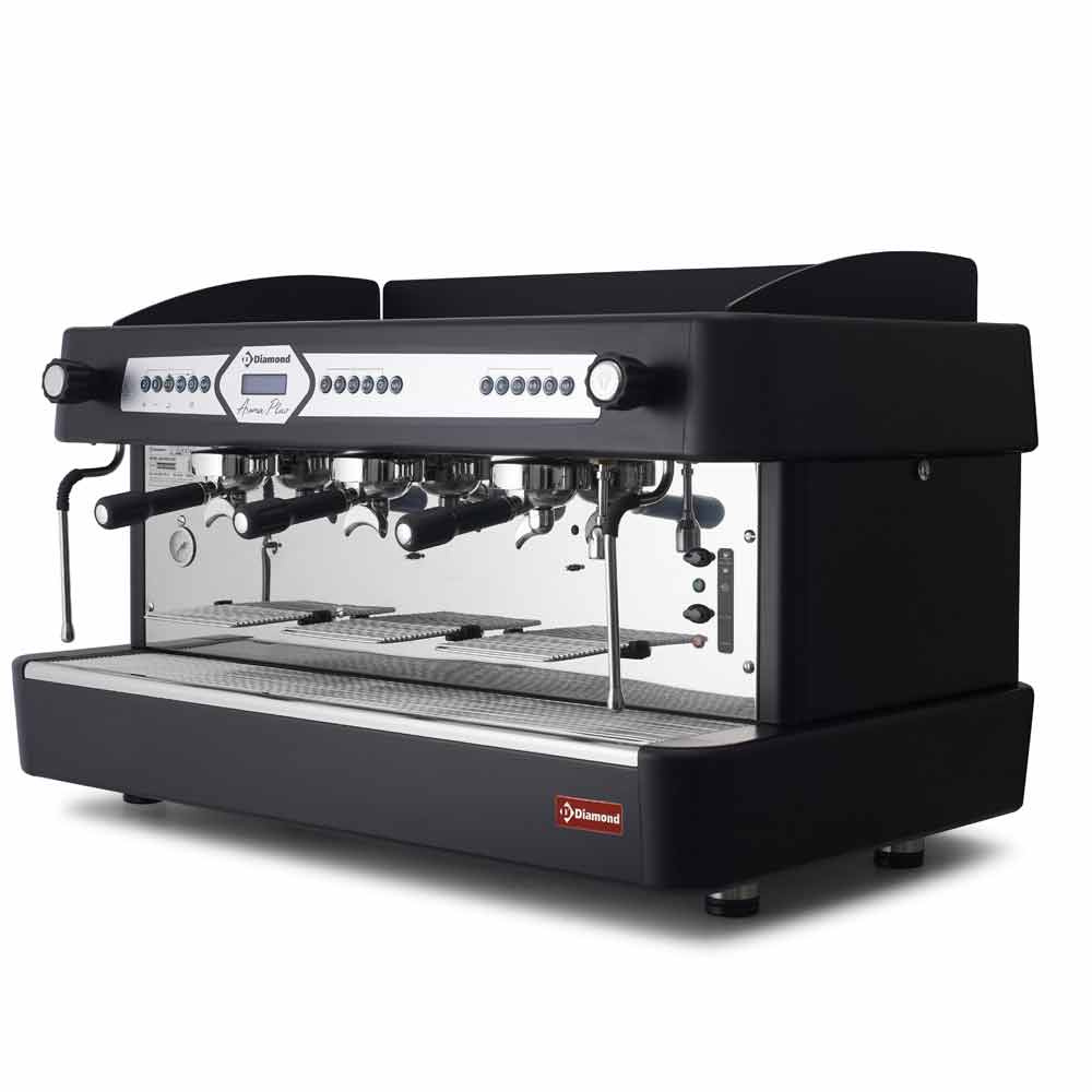 001-AROMA-3EB-big.jpg Pachet Espressor profesional 3 grupuri semiautomat Diamond AROMA/3EB_DVA12 negru + Dedurizator apa inclus, Dim: 970x580xh523 mm - imagine 1