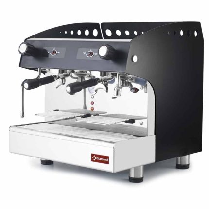Pachet Espressor profesional 2 grupuri semiautomat Diamond COMPACT/2PB_DVA8 negru + Dedurizator apa inclus | 2.7 kW, Dim: 475x563xh530 mm