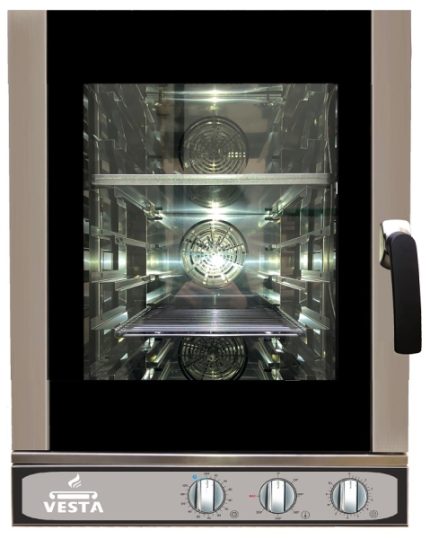 Cuptor profesional combi compact Vesta Smart Slim 0I0611M, 6 tăvi GN 1/1, lățime 51 cm, mecanic, Italia