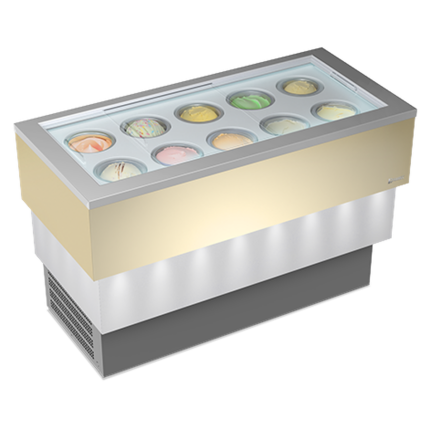 Vitrină frigorifică profesională pentru înghețată Framec seria CARRARA CREAM VISTA (-20°C -5°C), Italia