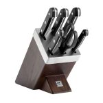 ZWILLING | GOURMET - Bloc de cuțite cu autoascuțire, 7 piese | Cenușiu | Ciocolatiu