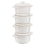 STAUB | CERAMIQUE - Set de tigăi - 4 piese - Ø 100mm - ceramică - alb-violet